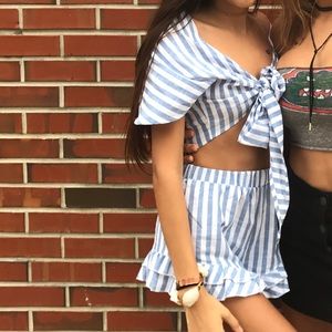 Blue and white two piece